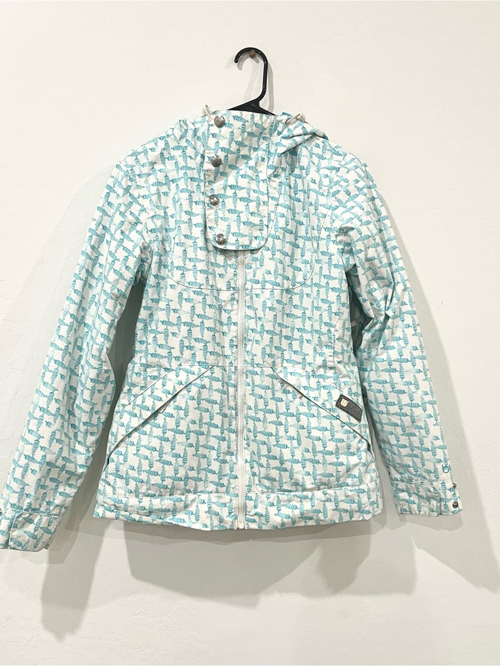 Burton Teal Geometric Patterned Dryride Ski/Snowboarding Jacket